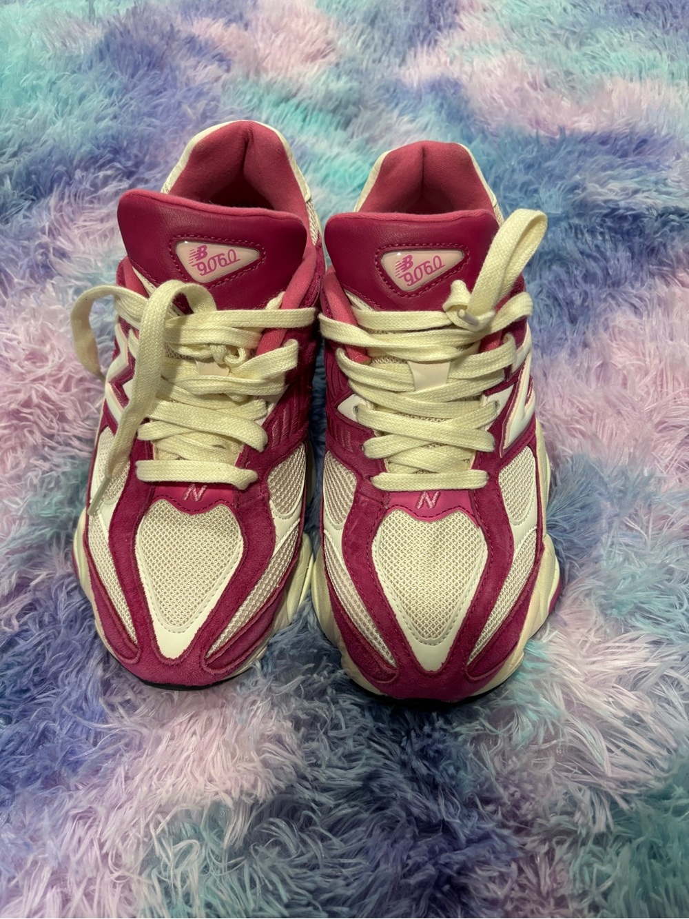 New Balance 9060 Hot Pink and White Running Sneakers - Picture 1 of 5